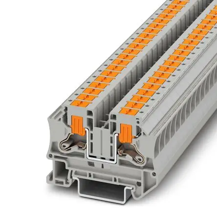 Produktfoto 1 von Phoenix Contact PTV Anschlussklemmenblock DIN-Schiene 2 Grau, 6mm², 1000V Einsteck-Anschluss