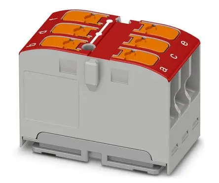 Produktfoto 1 von Phoenix Contact Verteilerblock 6-polig / 450V 24A, Polyamid Rot