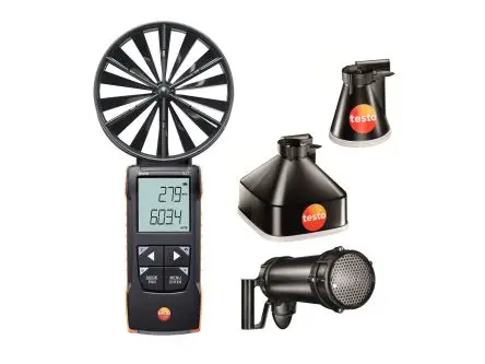 Produktfoto 1 von Testo 417 Set 2 Anemometer 50 °C max.Temp. 20 m/s, 0.01 m/s, Luftvolumenstrom, Typ Flügelrad