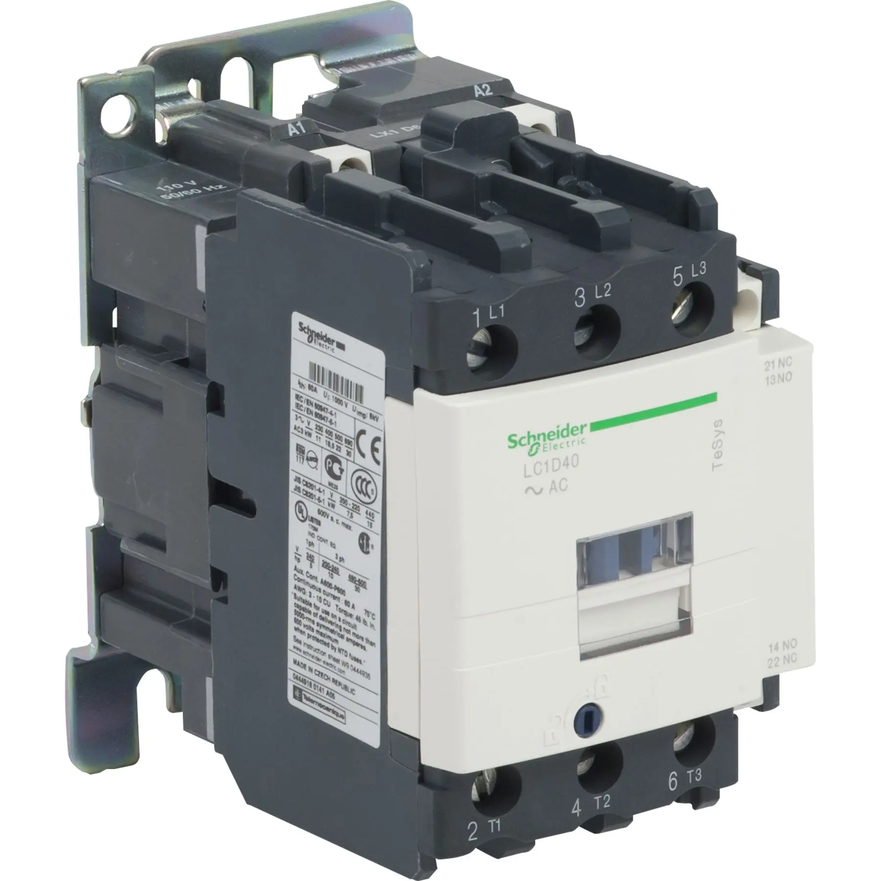 Produktfoto 1 von Schneider Electric TeSys D LC1D Leistungsschütz, 3 -polig / 40 A 1 Schließer, 1 Öffner Wechslerkontakt