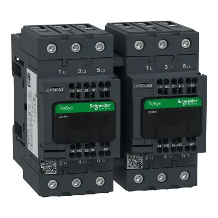 Produktfoto 1 von Schneider Electric TeSyS D Wendeschütz 115V ac-Spule, 3-polig, 690V / 40 A 115V 18.5 kW 1 Schließer/1 Öffner