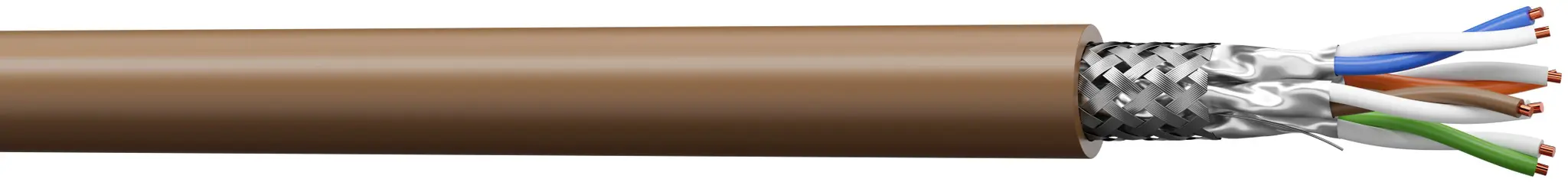 Produktfoto 1 von AXINDUS SF1000xSHMCy Cat7a Ethernet-Kabel, 100 m, Braun Abgeschirmt Geschirmt, Aussen ø 7.5 mm Außen-ø , Raucharm,
