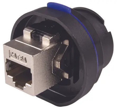 Produktfoto 1 von AXINDUS RJ-Kupplung, RJ45-Buchse, 1 -Port, Typ Abgeschirmt, L 18.2 mm, Typ RJ45 Cat6a IP68-Kupplung