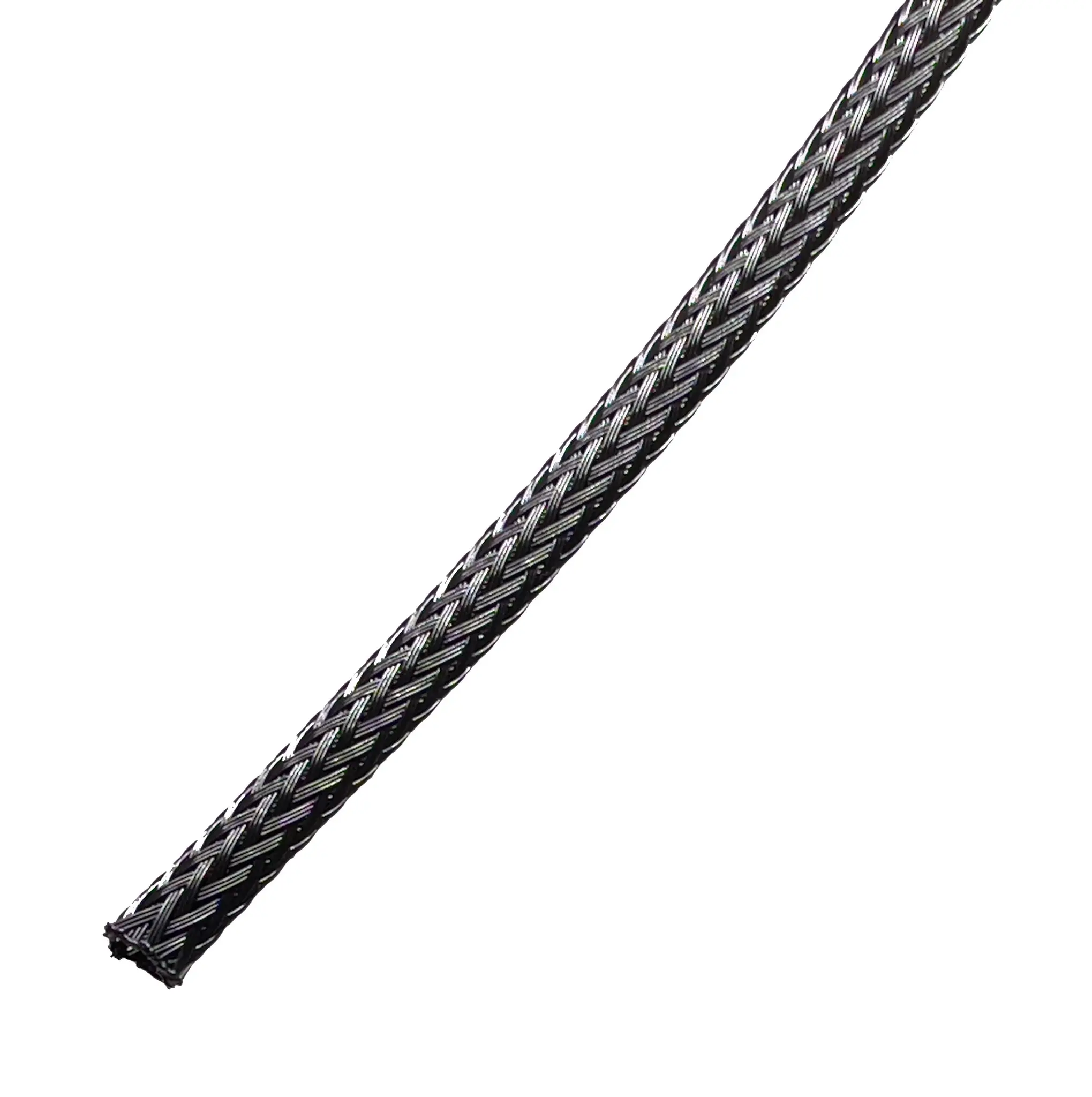 Produktfoto 1 von RS PRO Kabelschlauch Schwarz PET für Kabel-Ø 4mm bis 8mm, Länge 100m Umflochten Dehnbar
