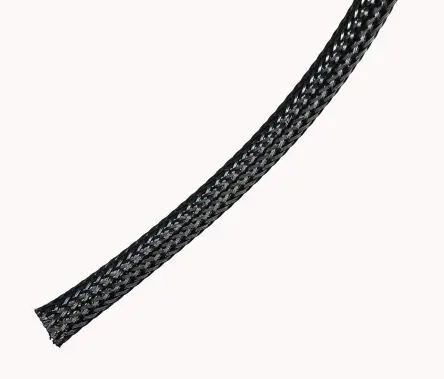 RS PRO BSPETFR0060 Kabelbinder Schwarz Polyethylenterephthalat für Kabel-Ø 5 mm, Kabel ø 16 mm, Länge 100m Umflochten