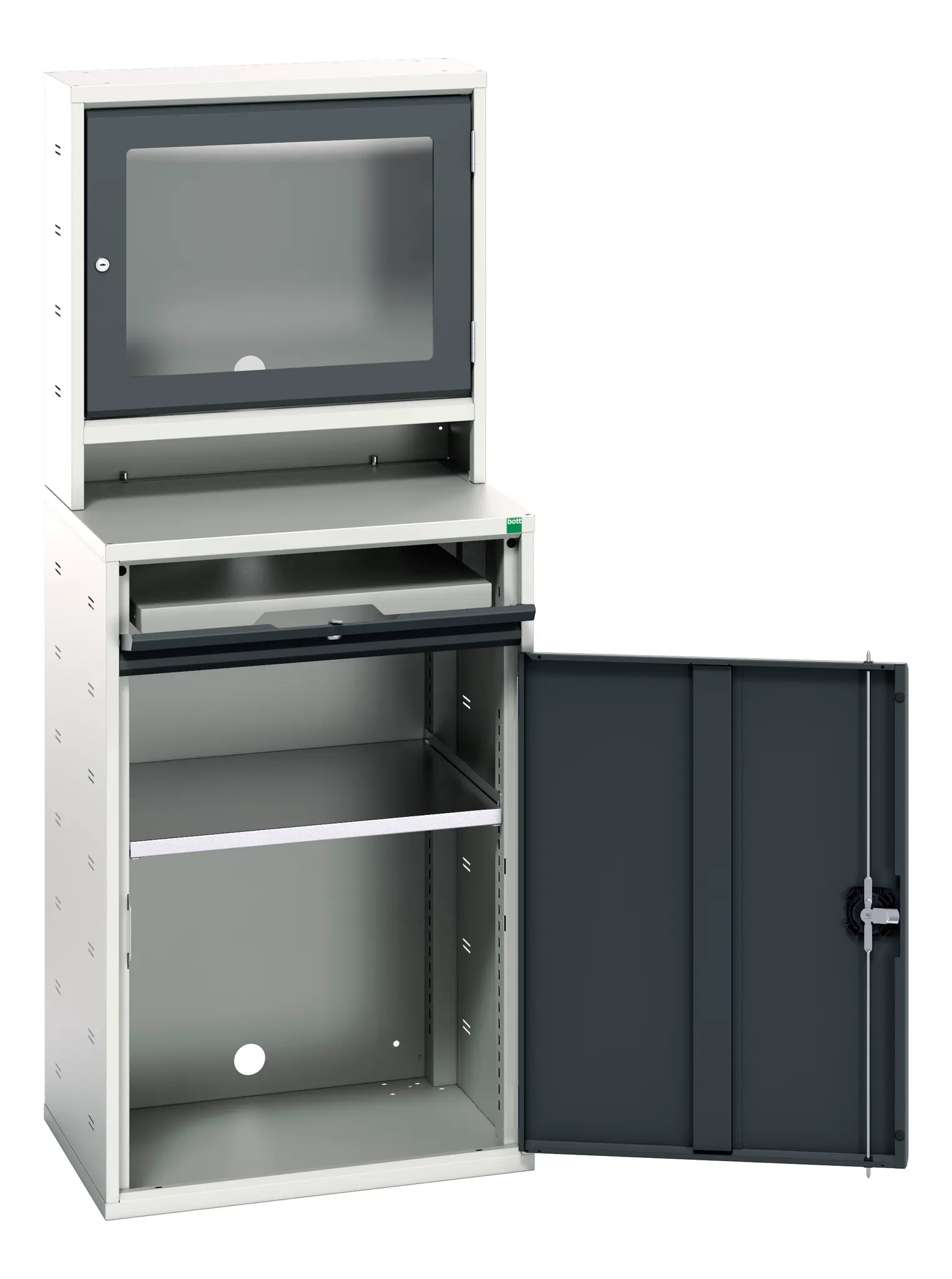 Produktfoto 1 von Bott Schrank Typ Computerschrank Freistehend 1 Tür/en 1 Regal/e 1 Schublade/n 1650 mm 650 mm Ja 550 mm Stahlblech