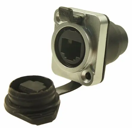 Produktfoto 1 von RS PRO XLR Buchse Cat5e RJ45-Steckverbinder, 1-Port 8-polig Durchführung Gerade
