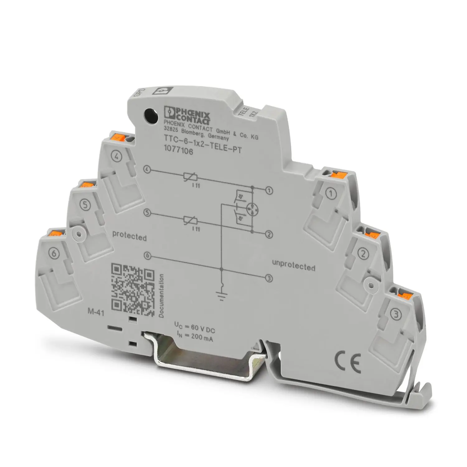 Produktfoto 1 von Phoenix Contact, Überspannungsschutz, 1-phasig, 60 V 10 kA DIN-Hutschiene TERMITRAB TTC