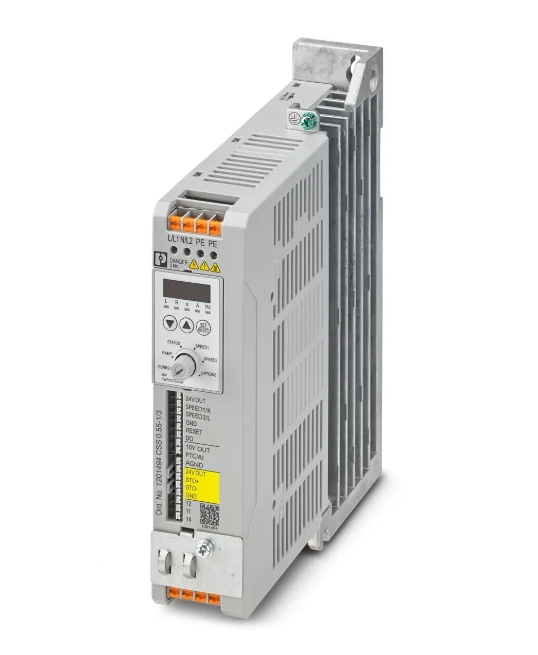 Produktfoto 1 von Phoenix Contact CSS 1-Phasen Anlasser mit variabler Drehzahl 0.55 kW 240 V ac 5.76 A 500Hz
