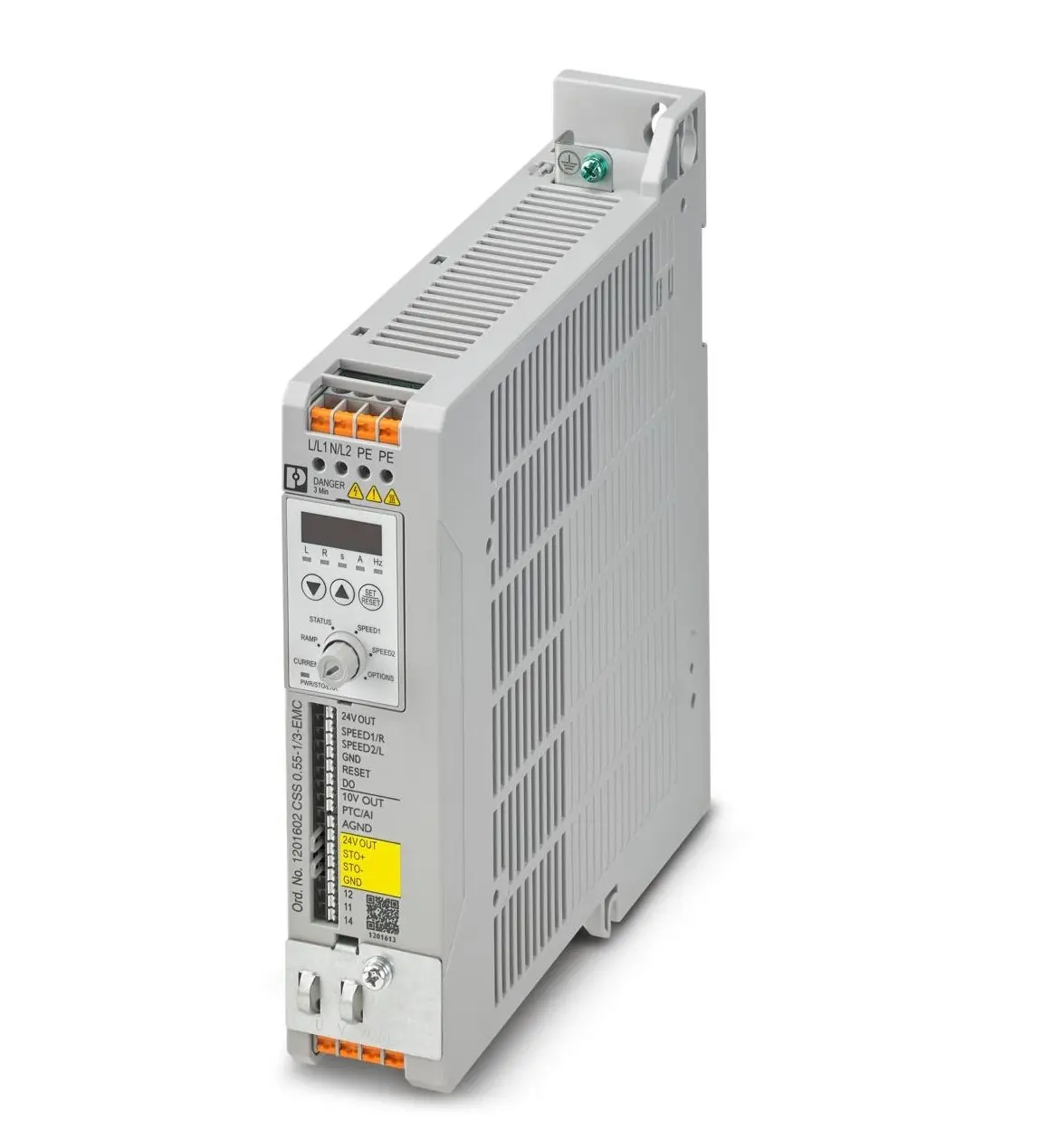 Produktfoto 1 von Phoenix Contact CSS 1-Phasen Anlasser mit variabler Drehzahl 0.55 kW 240 V ac 5.76 A 500Hz