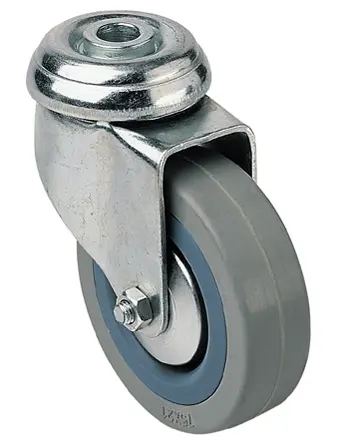 Produktfoto 1 von Guitel Hervieu Drehlager Lenkrolle, Rad ø 100mm, 70kg, Ges H. 132mm, Rad B. 26mm, Einfachbolzen, Gummi-Material