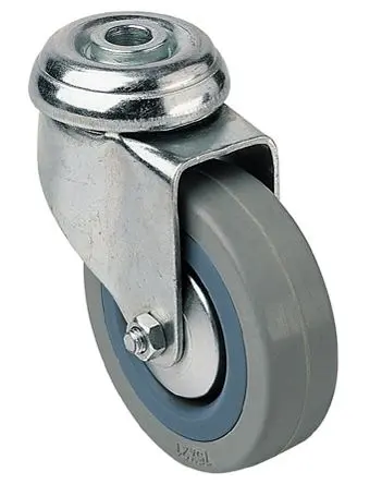Produktfoto 1 von Guitel Hervieu Drehbar Rolle, Rad ø 100 mm, 70 kg, Ges H. 132 mm, Rad B. 26 mm, Gummi
