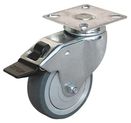 Guitel Hervieu Gebremst, schwenkbar Rolle, Rad ø 50 mm, 40 kg, Ges H. 71 mm, Rad B. 17 mm, Gummi