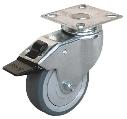 Produktfoto 1 von Guitel Hervieu Gebremst, schwenkbar Rolle, Rad ø 75 mm, 60 kg, Ges H. 102 mm, Rad B. 24 mm, Gummi