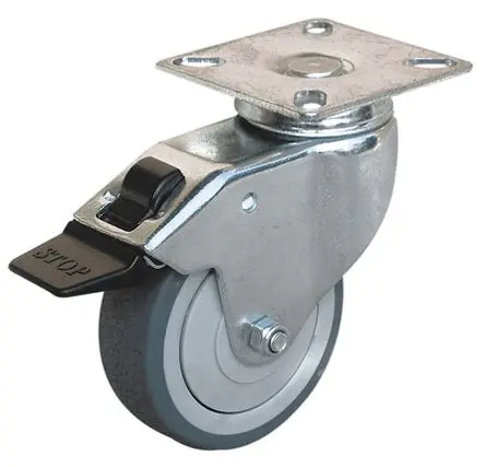 Produktfoto 1 von Guitel Hervieu Gebremst, schwenkbar Rolle, Rad ø 100 mm, 70 kg, Ges H. 100 mm, Rad B. 24 mm, Gummi