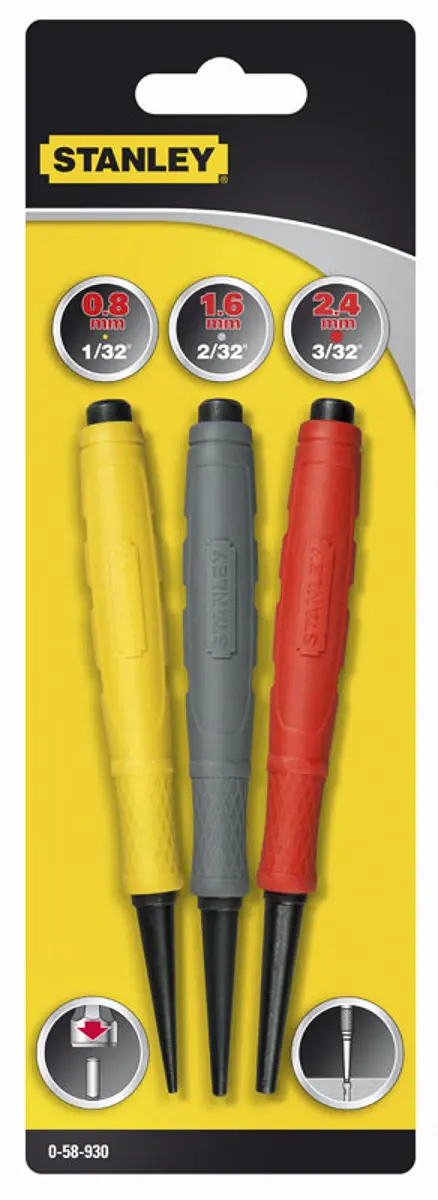 Produktfoto 1 von Stanley Splintentreiber Satz, Ø 2.4mm, 3-teilig, Länge 571.5 mm, Stift