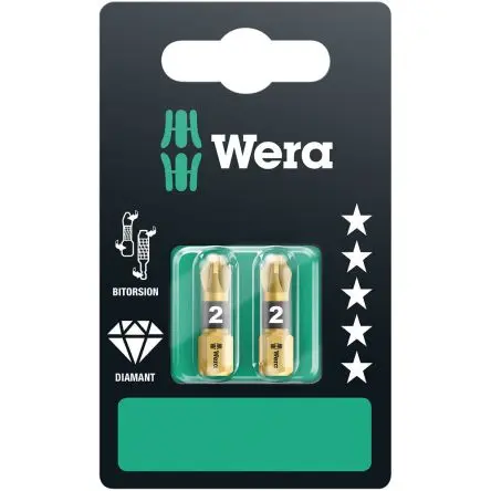 Produktfoto 1 von Wera Pozidriv Sechskant, Diamant 1/4 in 25 mm, Länge 25 mm, 2-teilig