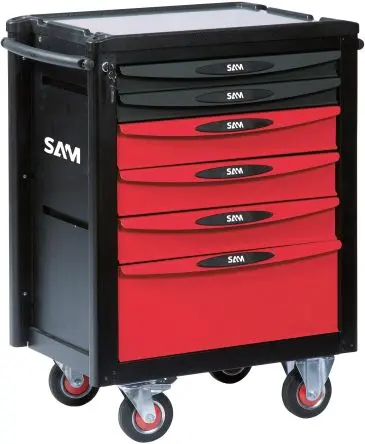 Produktfoto 1 von SAM ABS Werkzeugwagen 6 Schubladen mit Rädern, 940 mm x 710mm x 600 mm