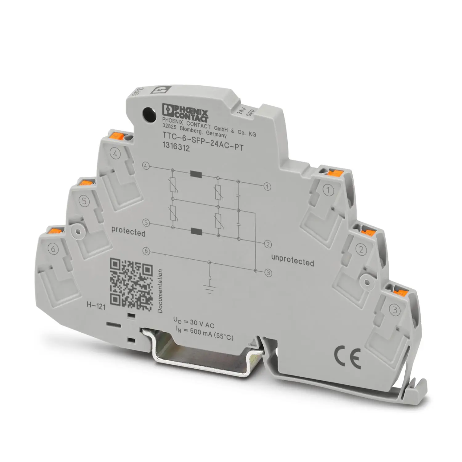 Produktfoto 1 von Phoenix Contact, Überspannungsschutz, 80 V 350 A DIN-Hutschiene TTC-6