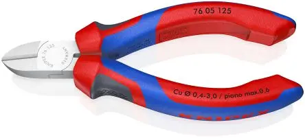 Produktfoto 1 von Knipex Knipex Mit abgeflachter Kante Seitenschneider Schließer (NO) 125mm / Backen 16mm, Schneidleistung 3 mm