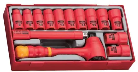 Produktfoto 1 von Teng Tools Steckschlüsselsatz 3/8 in Sechskant 6-Kant VDE 1000V zugelassen 14-teilig
