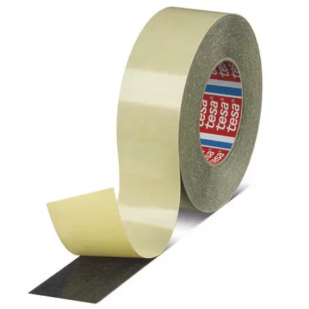 Produktfoto 1 von Tesa 5938 Doppelseitiges Gewebeband, Schwarz bis 80 °C, Stärke 0.19 mm 80N/cm Tuch, 50mm x 50 m