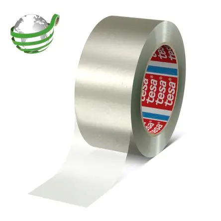 Produktfoto 1 von Tesa 60412 Packband, Polyethylenterephthalat, Stärke 0.056 mm, 50mm x 66 m mit Aufdruck: "Bedruckbar"
