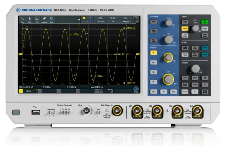 Produktfoto 1 von Rohde & Schwarz RTA Mixed-Signal Tisch Oszilloskop-Paket 4-Kanal Analog / 16 Digital Analog, Digital 1GHz