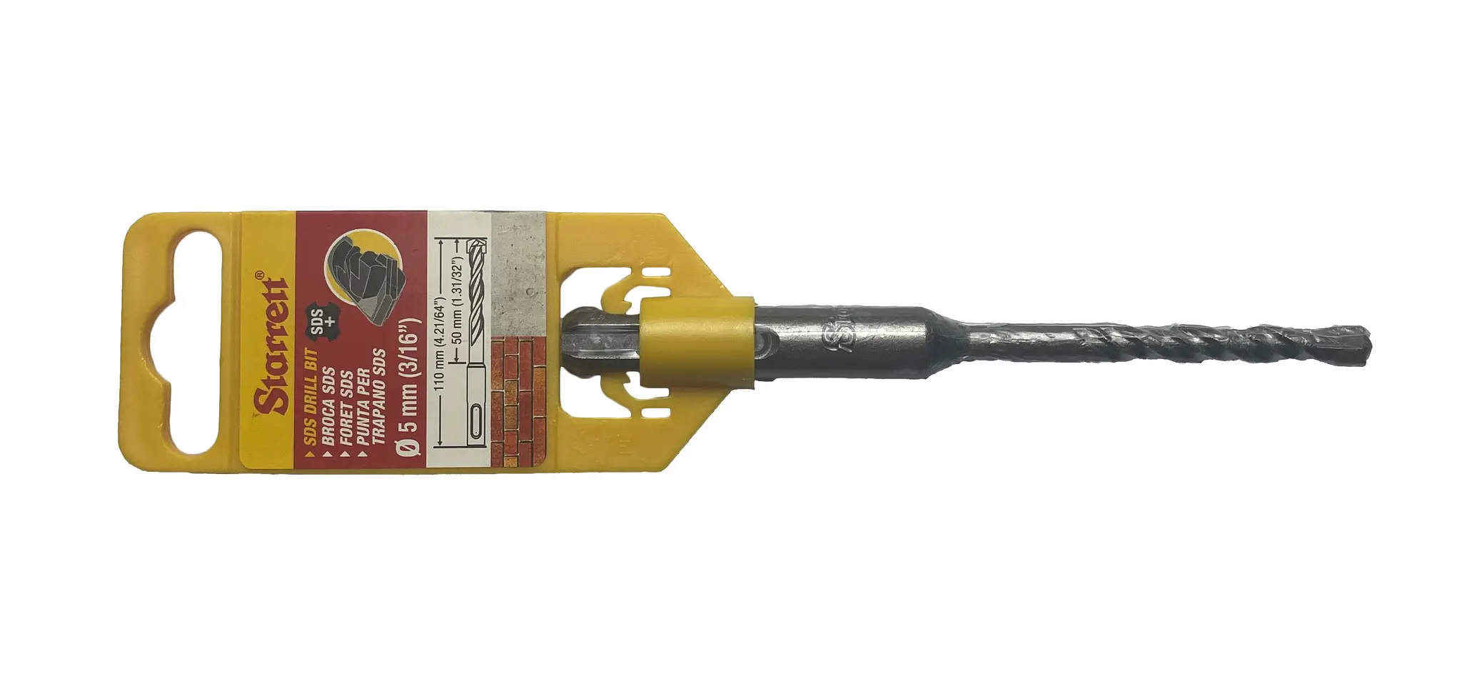 Produktfoto 1 von Starrett SDS Plus Carbidstahl SDS Plus-Bohrer 5mm x 110 mm, Anschliffwinkel 130°