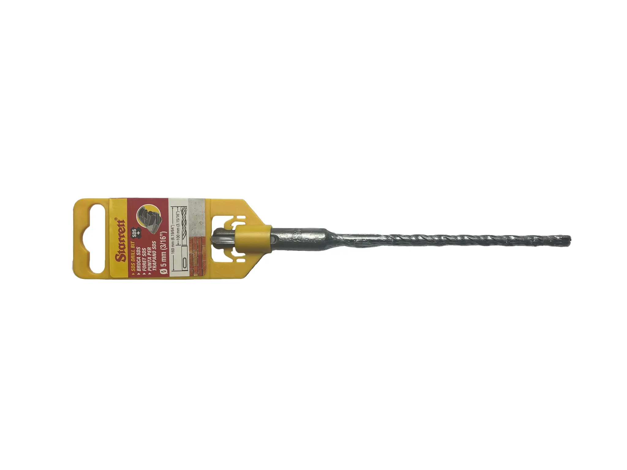 Produktfoto 1 von Starrett SDS Plus Carbidstahl SDS Plus-Bohrer 5mm x 160 mm, Anschliffwinkel 130°