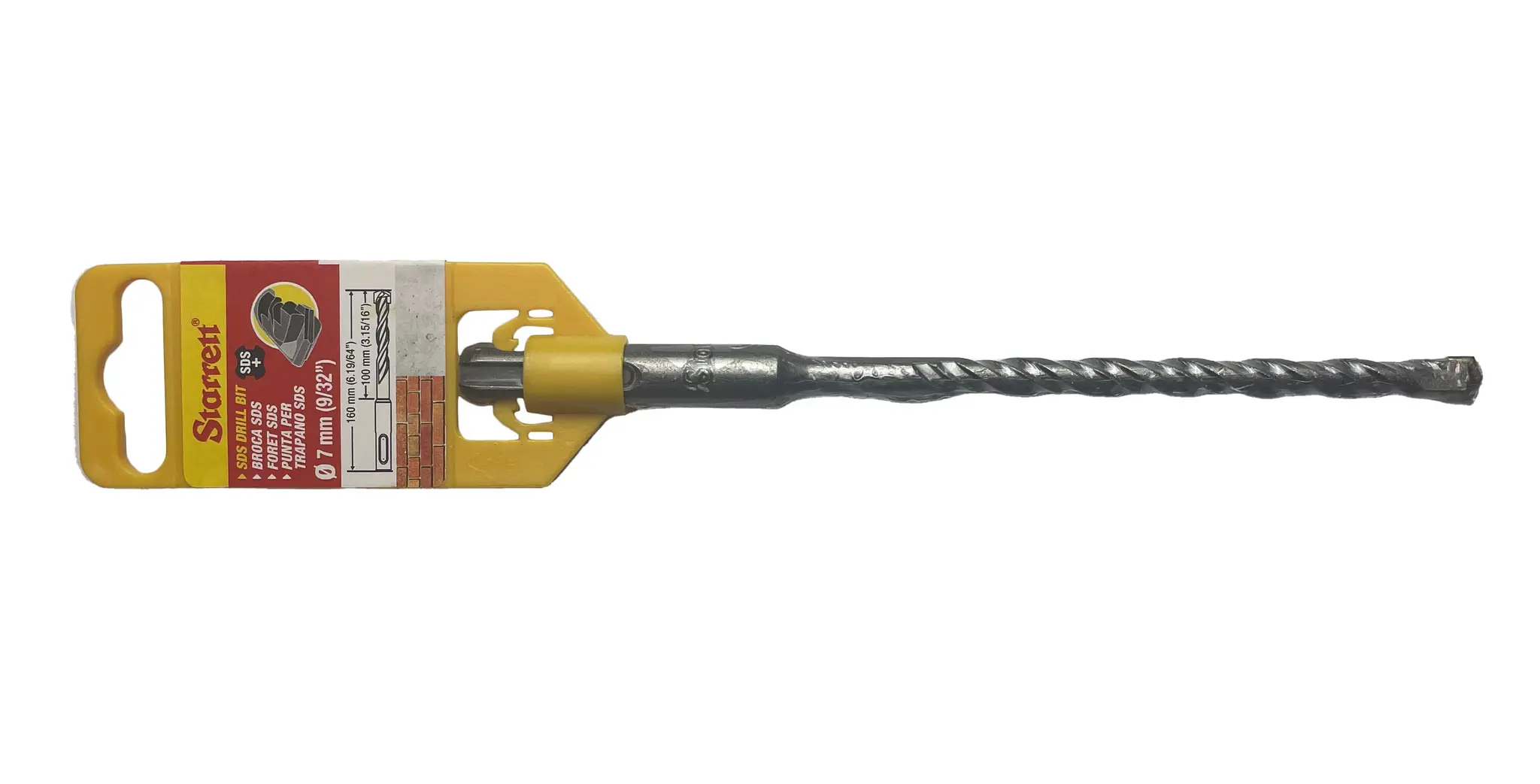 Produktfoto 1 von Starrett SDS Plus Carbidstahl SDS Plus-Bohrer 7mm x 160 mm, Anschliffwinkel 130°