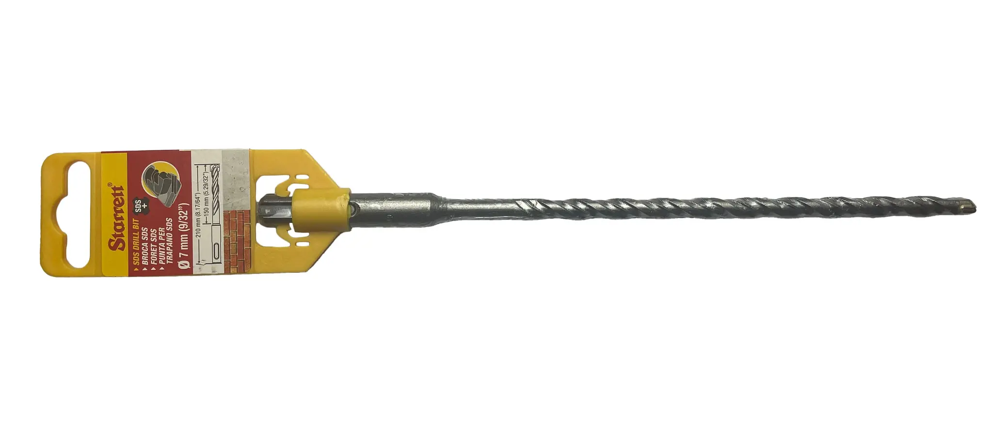 Produktfoto 1 von Starrett SDS Plus Carbidstahl SDS Plus-Bohrer 7mm x 210 mm, Anschliffwinkel 130°