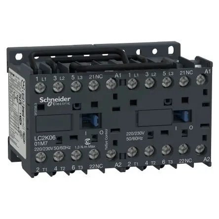 Produktfoto 1 von Schneider Electric TeSyS K Wendeschütz 24V ac-Spule, 3-polig, 690V ac / 9 A 24V ac 4 kW 3 Schließer Motorsteuerung,