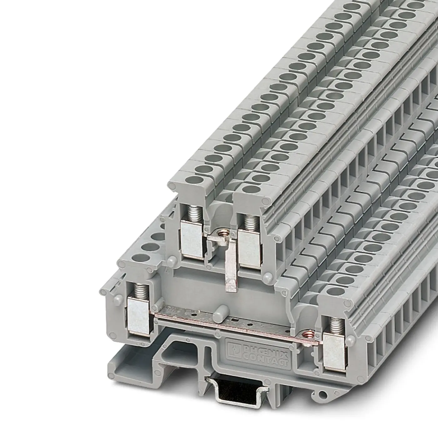 Produktfoto 1 von Phoenix Contact MBKKB 2.5-BE Anschlussklemmenblock für Durchkontaktierung 2 Grau, 2.5 mm²