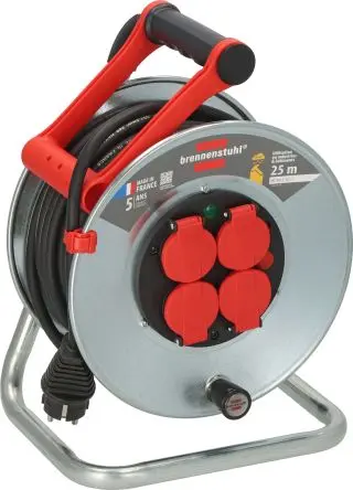 Produktfoto 1 von brennenstuhl H07RN-F Verlängerungskabeltrommel, 25 m, 4-fach, Typ E - Französisch IP44 230V