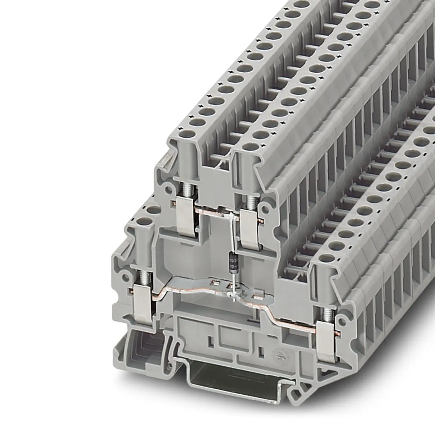 Produktfoto 1 von Phoenix Contact UTTB 2.5-DIO/O-U Bauteil-Anschlussklemmenblock 2 Grau, 2.5 mm²