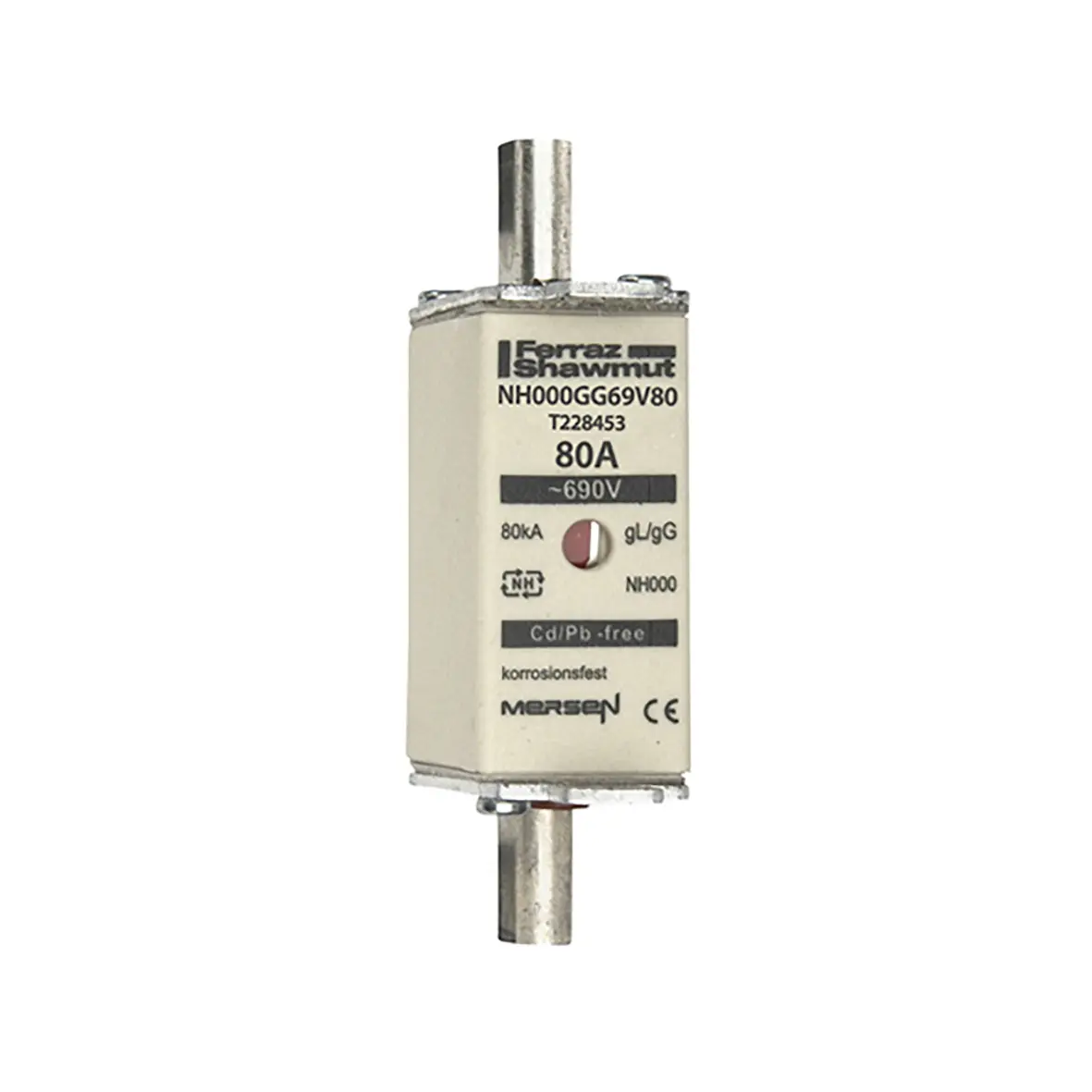Produktfoto 1 von Mersen NH-Sicherung NH000, 690V ac / 80A gG
