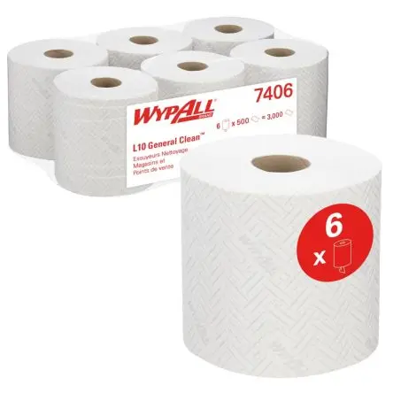Produktfoto 1 von WYPALL WypAll® L10 General Clean™ (7406) Papierhandtuch Rolle, 380 x 195 mm 1, 500-Blatt