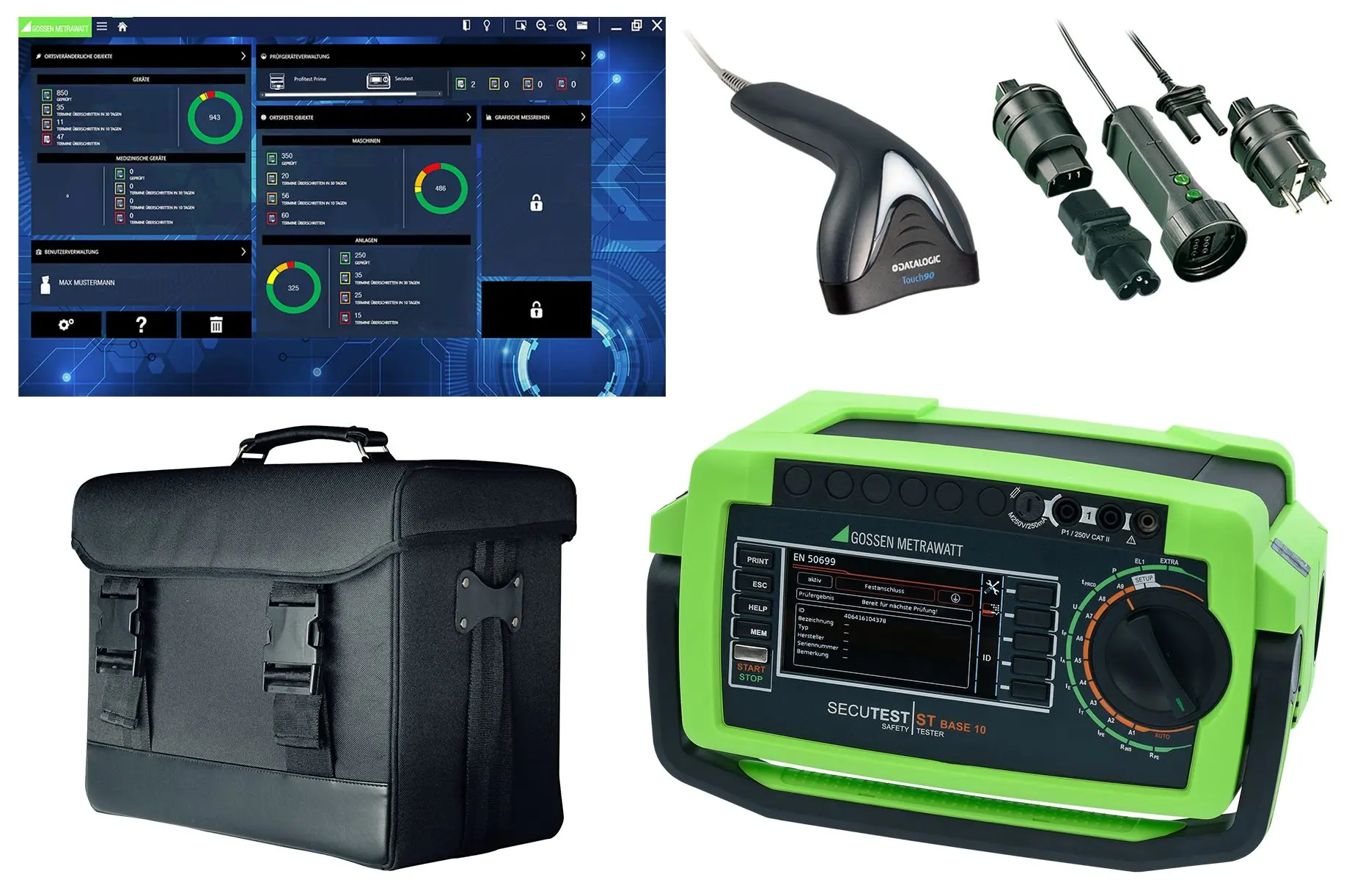 Produktfoto 1 von Gossen Metrawatt SECUTEST LEMONGREEN, Advanced PAT, PAT-Prüfkit, Durchgang, Isolierung, RCD/FI, MOSFET, Kontakt