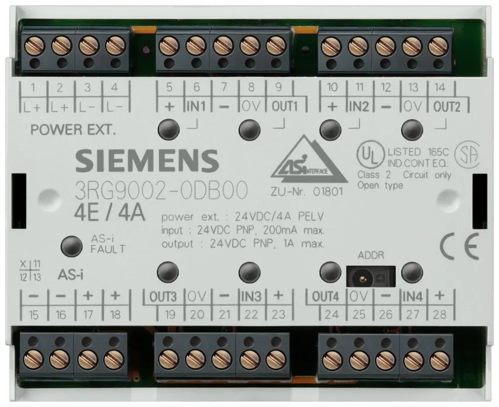 Produktfoto 1 von Siemens 3RG Eingangs-/Ausgangsmodul, 24 V, 4 Eingänge / 4 Ausgänge