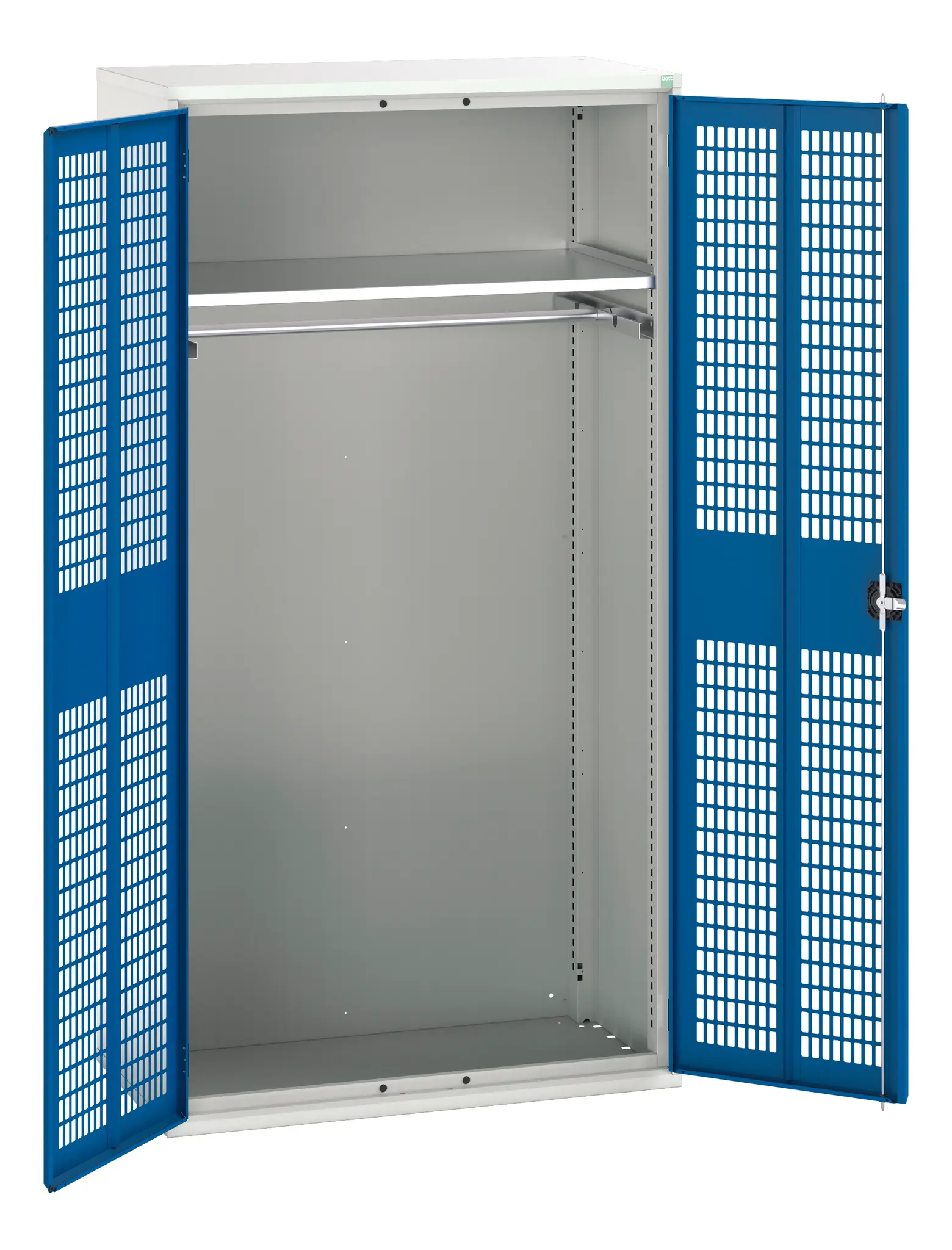Produktfoto 1 von Bott Schrank Typ Bestückter Schrank Bodenmontage 2 Tür/en 1 Regal/e 0 Schublade/n Verriegelbar Stahlblech