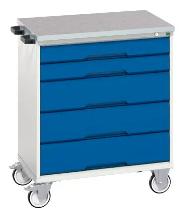 Produktfoto 1 von Bott Stahlblech Schrank, Typ Beweglicher Schrank 5 Schubladen mit Rädern, 980 mm x 800mm x 600 mm
