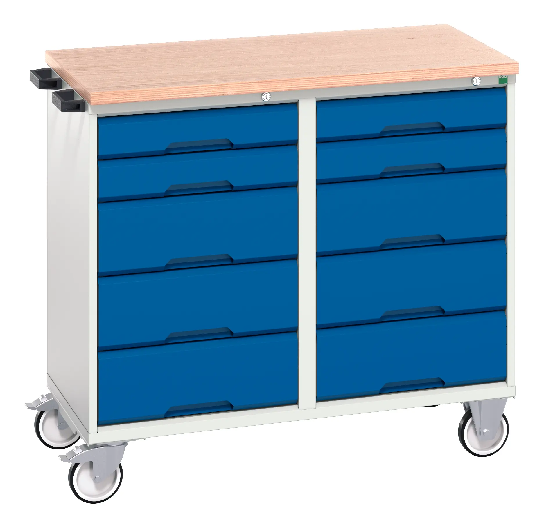 Produktfoto 1 von Bott Stahl Werkzeugwagen, Typ Werkzeugschrank 10 Schubladen mit Rädern, 980 mm x 1050 mm x 600 mm