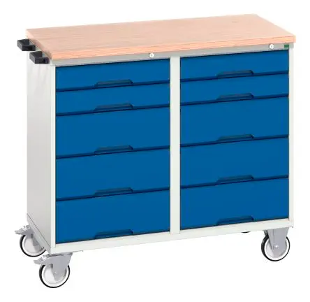 Produktfoto 1 von Bott Stahl Werkzeugwagen, Typ Werkzeugschrank 10 Schubladen mit Rädern, 980 mm x 1050mm x 600 mm