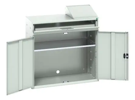 Produktfoto 1 von Bott Sitzen/Stehen Computerschrank Grau Tastaturablage, B 1.05m H 1130 mm T 550 mm aus Stahl