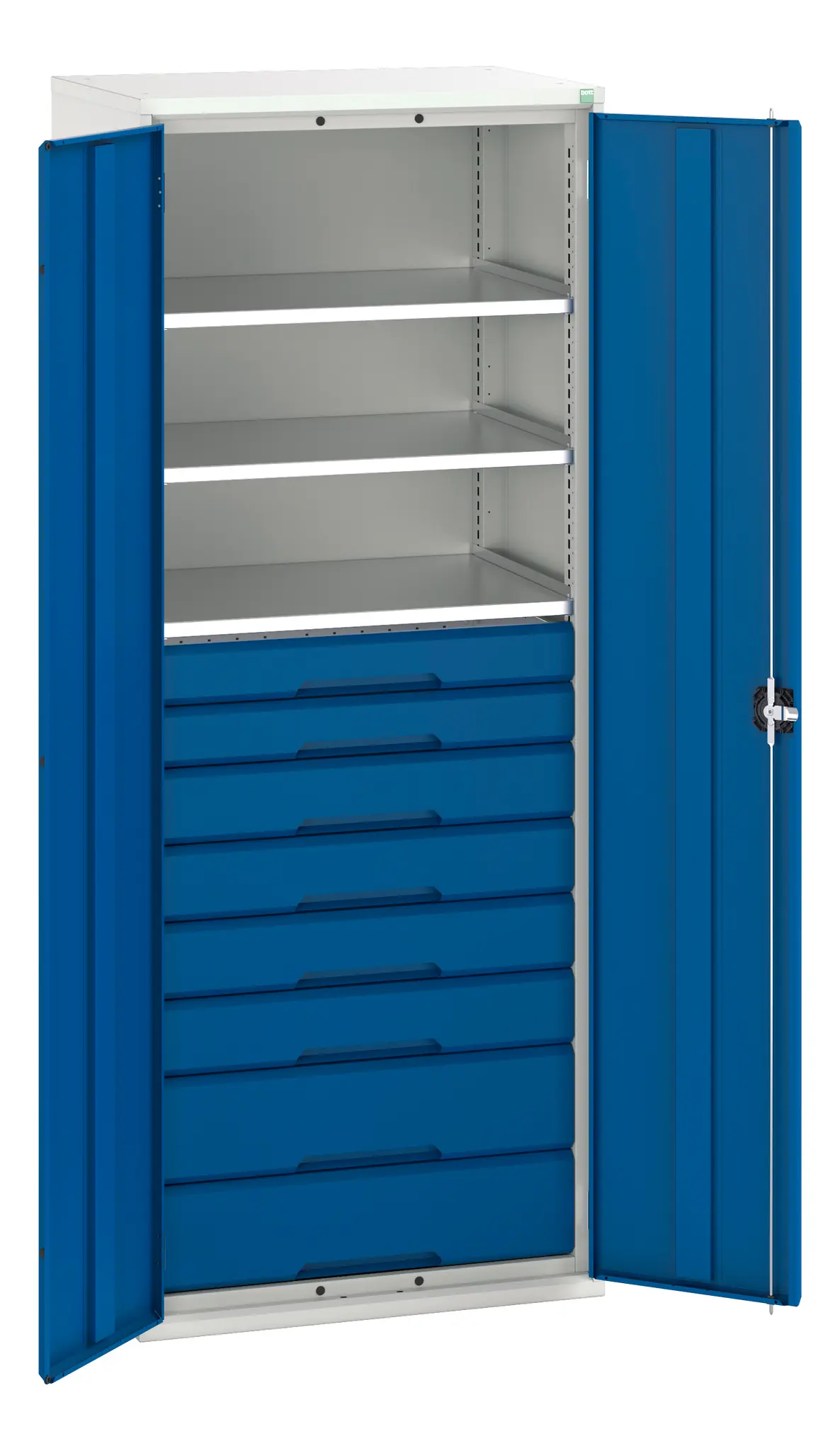 Produktfoto 1 von Bott Schrank Typ Bestückter Schrank Freistehend 2 Tür/en 3 Regal/e 8 Schublade/n 2000 mm 800 mm Ja 550 mm Stahlblech