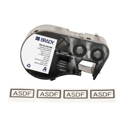 Produktfoto 1 von Brady Etikett Schwarz für BMP41, BMP51, BMP53, M410, M510, M511 auf Hellgrau, Schwarz 28.7 mm 12.7 mm 28.7 mm 12.7 mm