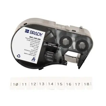 Produktfoto 1 von Brady Etikett Schwarz für BMP41, BMP51, BMP53, M410, M510, M511 auf Schwarz, Weiß 4.88 m 6.1 mm 4.88 m 6.1 mm