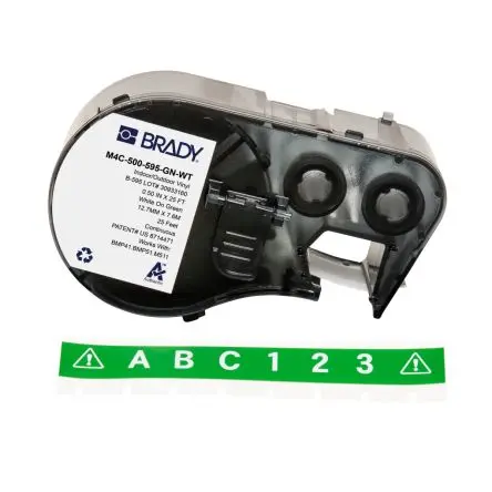 Produktfoto 1 von Brady Etikett Weiß für BMP41, BMP51, BMP53, M410, M510, M511 auf Grün, Weiß 7.62 m 12.7 mm 7.62 m 12.7 mm