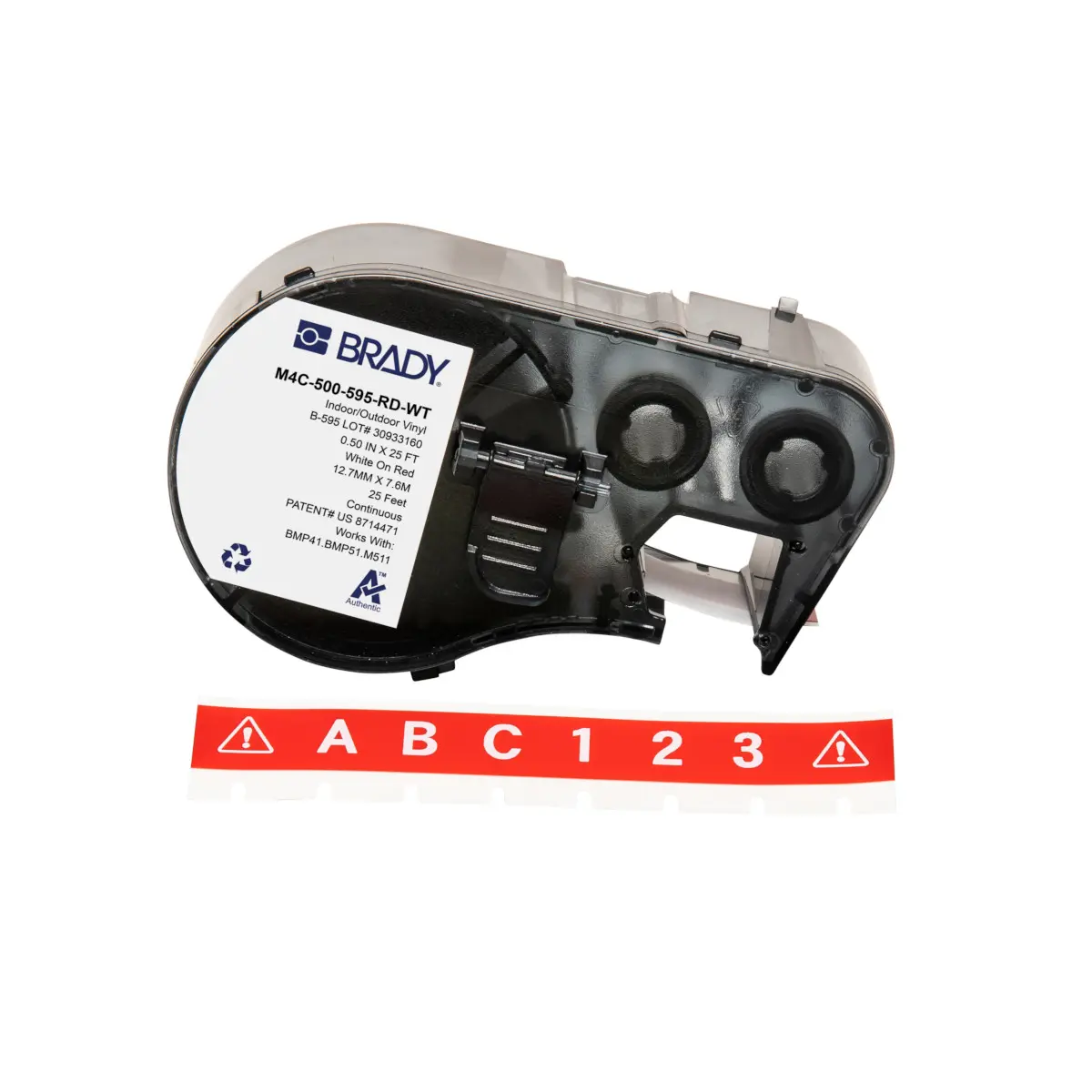 Produktfoto 1 von Brady B-595 Etikett für BMP41, BMP51, BMP53, M511, M410, M510 auf Weiß auf Rot